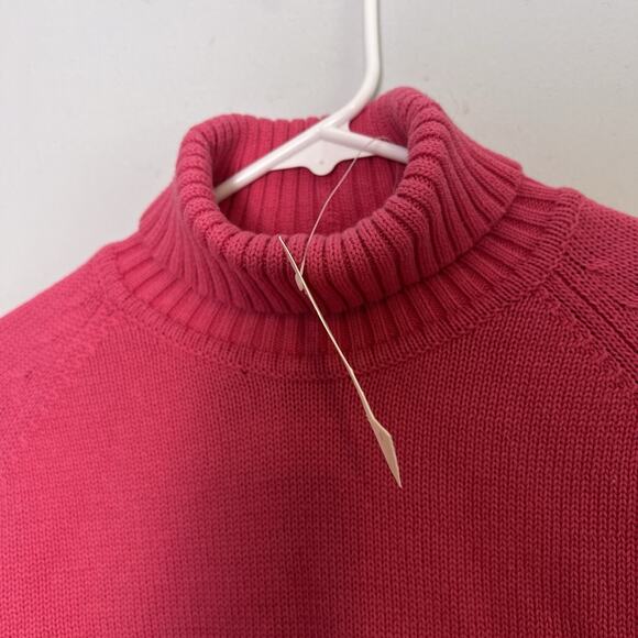 NWT Pria Women's Turtleneck Cable Knit Sweater Sz L 100% Cotton Pink Simple - Picture 5 of 11